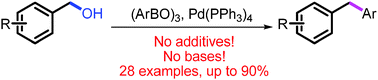 Graphical abstract: Direct cross-coupling of benzyl alcohols to construct diarylmethanes via palladium catalysis